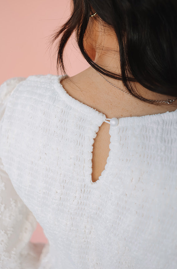 Rachel Embroidery Mesh White Dress - Restocked