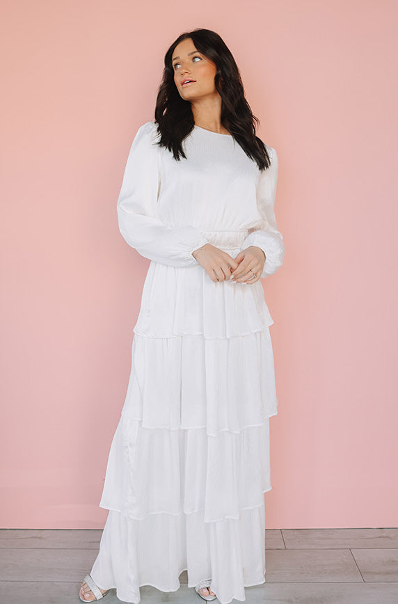 Hannah White Tiered Dress - Restocked