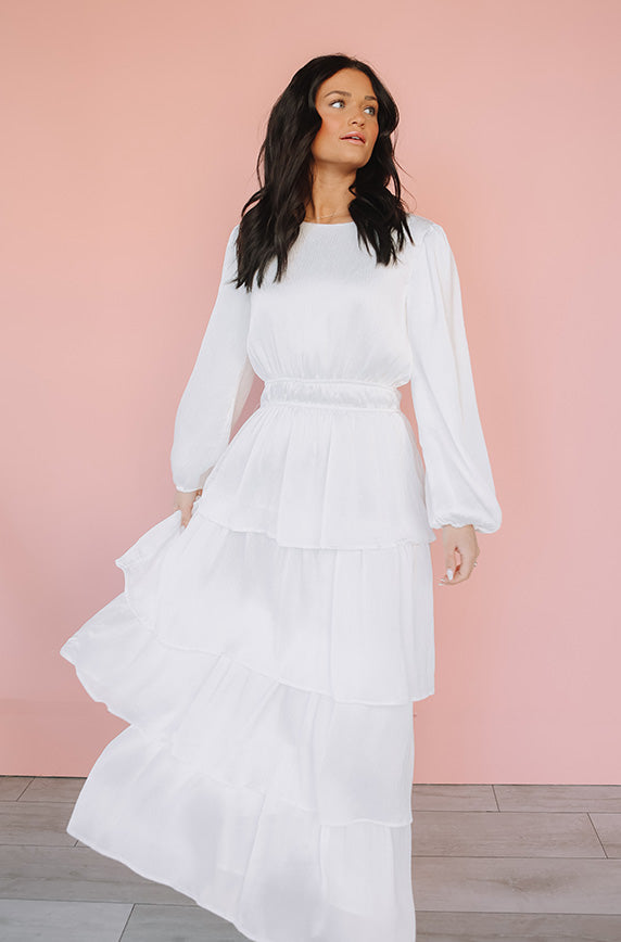 Hannah White Tiered Dress - Restocked