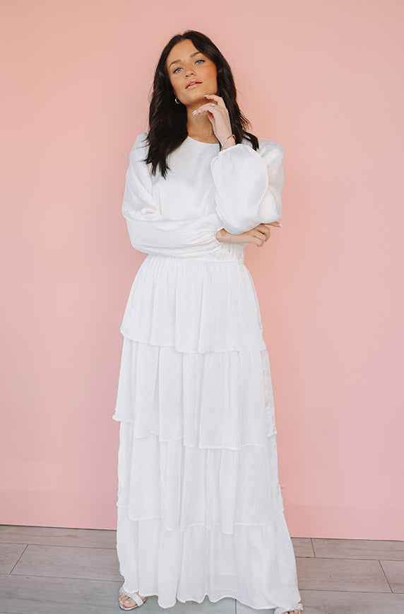 Hannah White Tiered Dress - Restocked