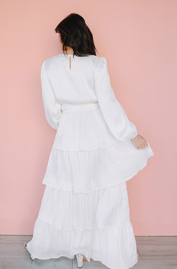 Hannah White Tiered Dress - Restocked