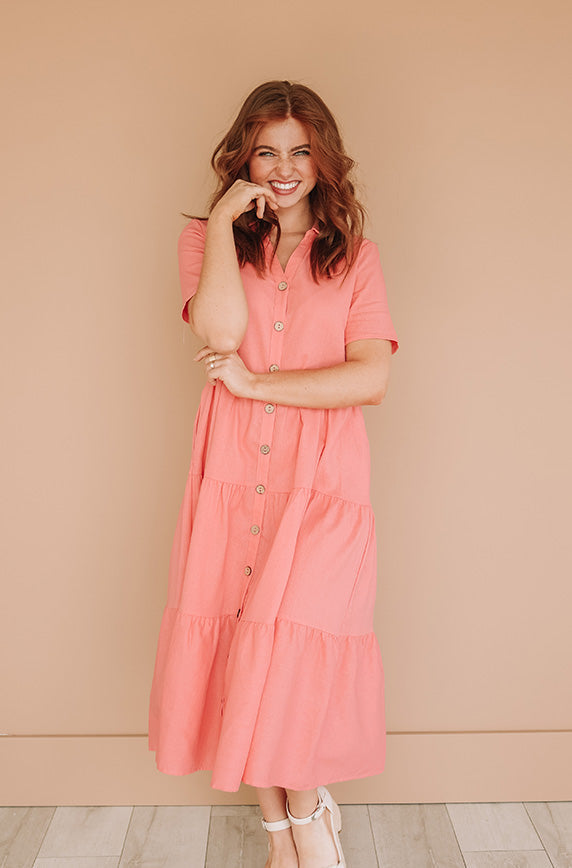 Lucy Pink Sherbet Dress- MCO - Nursing Friendly - Maternity Friendly