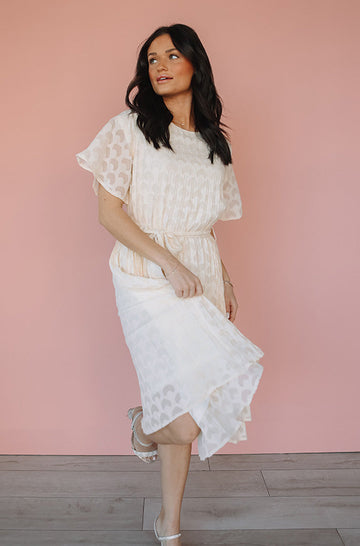 Mercedes Cream Printed Midi Dress - FINAL SALE