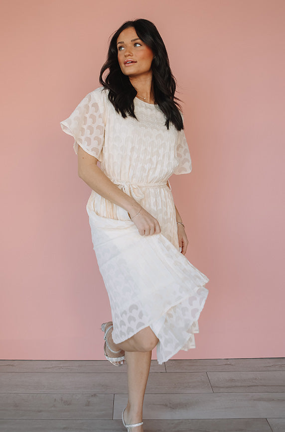 Mercedes Cream Printed Midi Dress - FINAL SALE