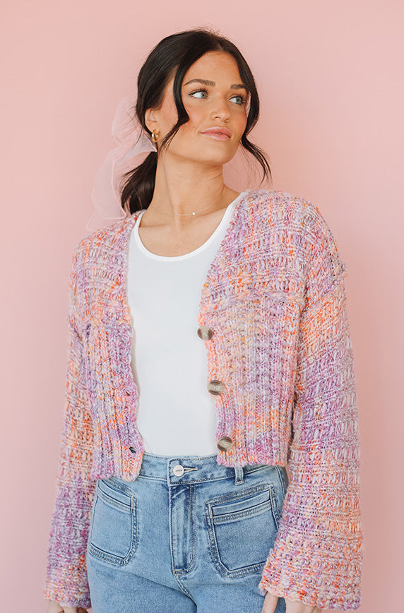 All Seasons Pink & Orange Knit Cardigan- FINAL SALE
