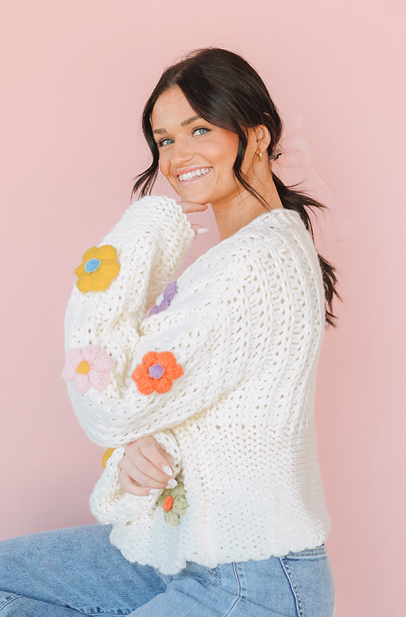 Daisy Wish Ivory Cardigan - FINAL SALE