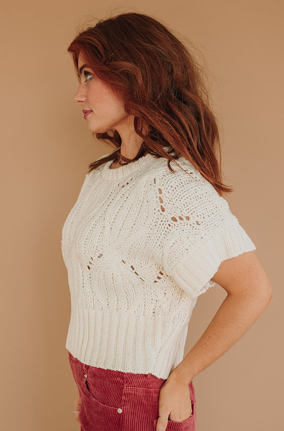On the Bright Side Cream Knit Sweater - Restocked