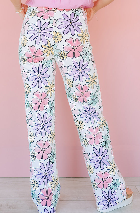 Simple Blooms Pastel Floral Pants - FINAL SALE