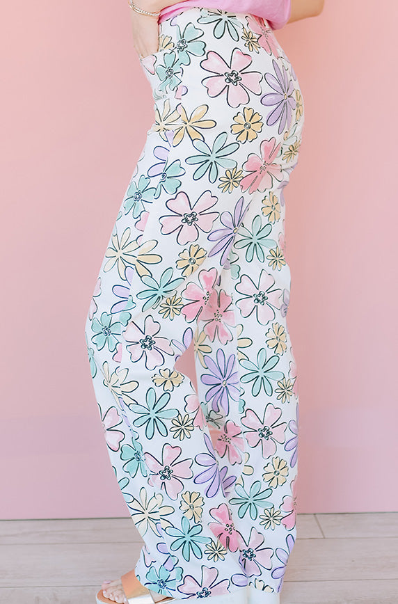 Simple Blooms Pastel Floral Pants - FINAL SALE