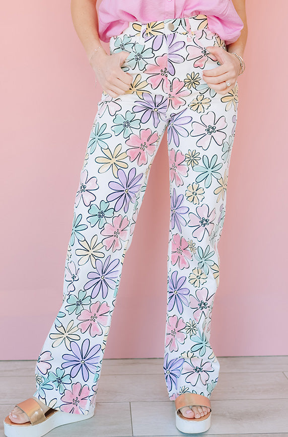 Simple Blooms Pastel Floral Pants - FINAL SALE