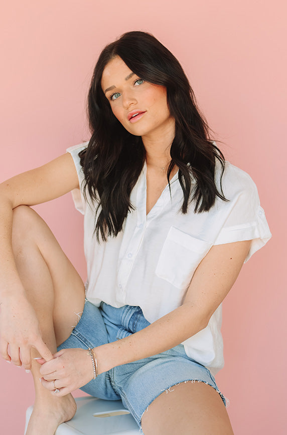 Unforgettable White Button Up Top