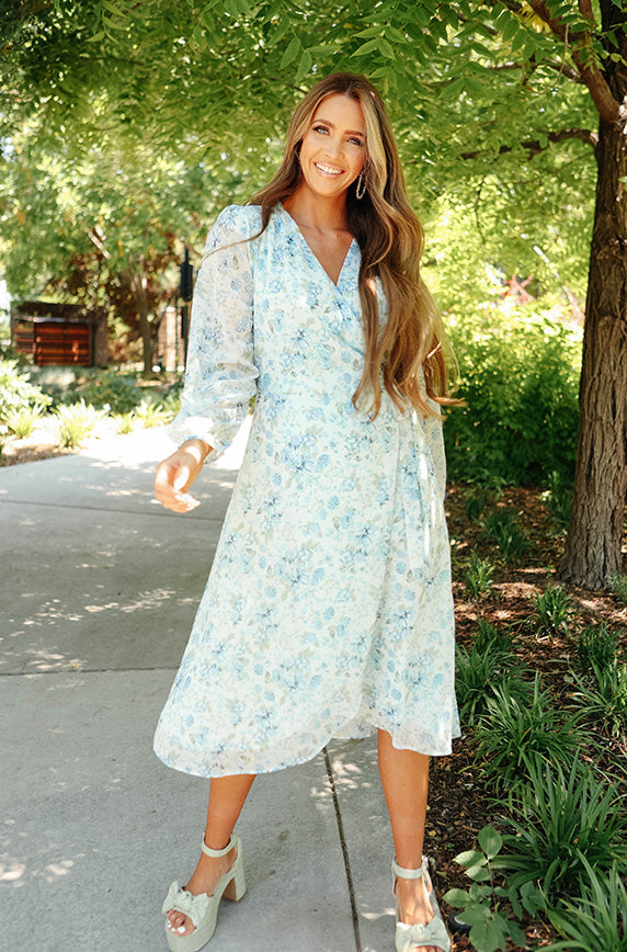 Hillary Blue Floral Dress - DM Exclusive - Nursing Friendly - Maternity Friendly