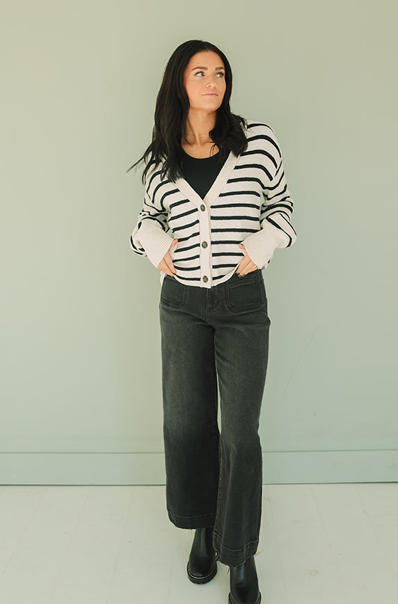 Hung Up Black Striped Cardigan - FINAL SALE