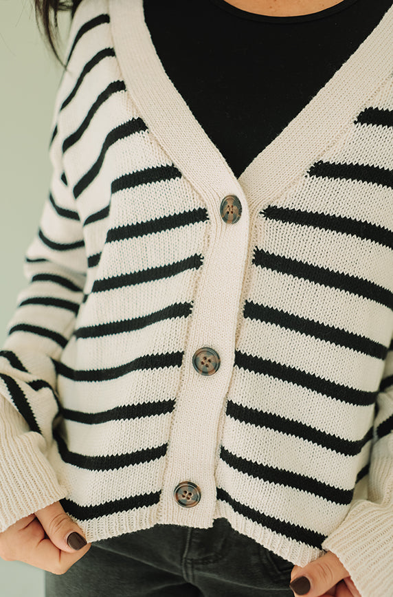 Hung Up Black Striped Cardigan - FINAL SALE