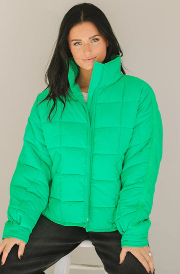 Be Bold Kelly Green Puffer Jacket - FINAL SALE