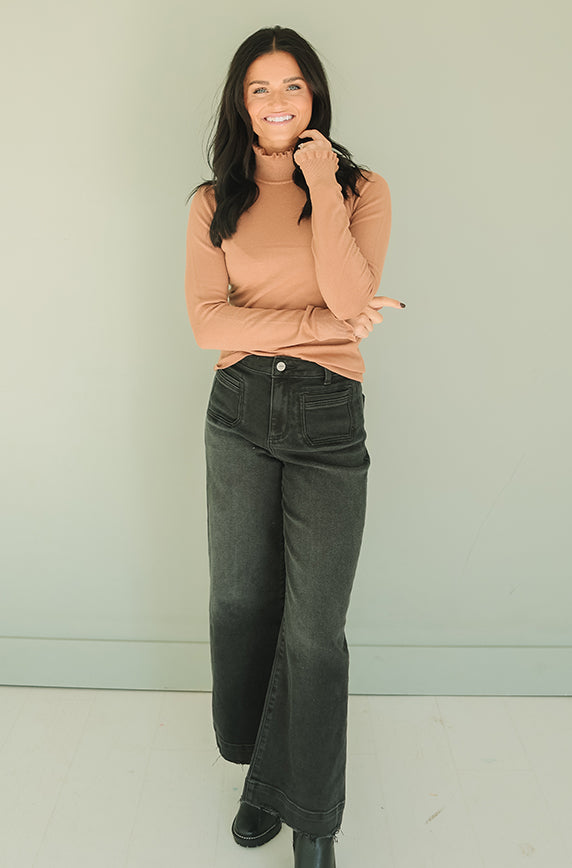 Believe In Me Camel Mock Neck Sweater - FINAL SALE