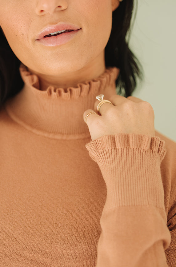 Believe In Me Camel Mock Neck Sweater - FINAL SALE