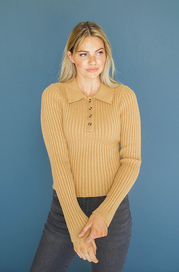 I'm Yours Terracotta Button Up Sweater - FINAL SALE