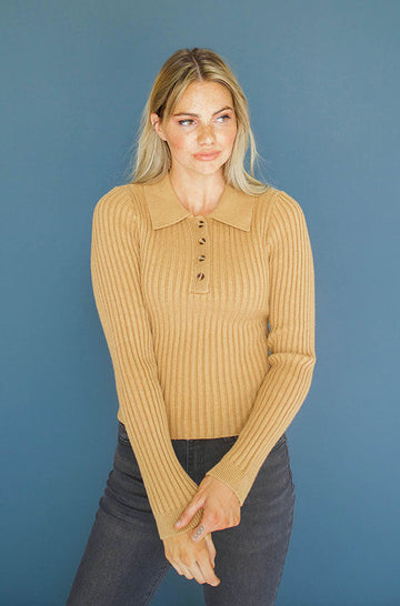 I'm Yours Terracotta Button Up Sweater - FINAL SALE