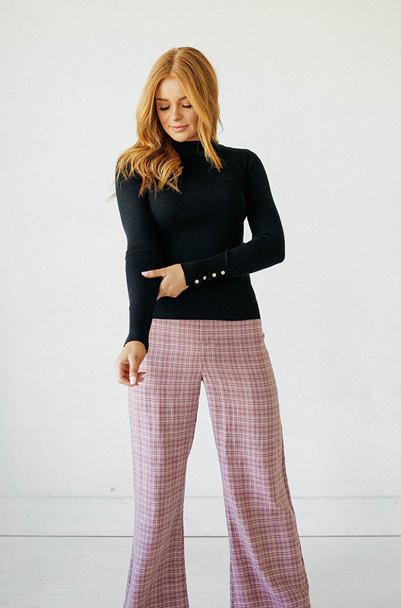 Megan Snap Detail Black Sweater- FINAL SALE