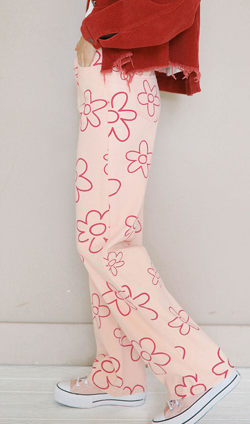 You Make Me Daisy Pink Jeans - FINAL SALE