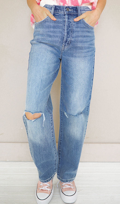 Rita Button Up Straight Wash Jeans - FINAL SALE