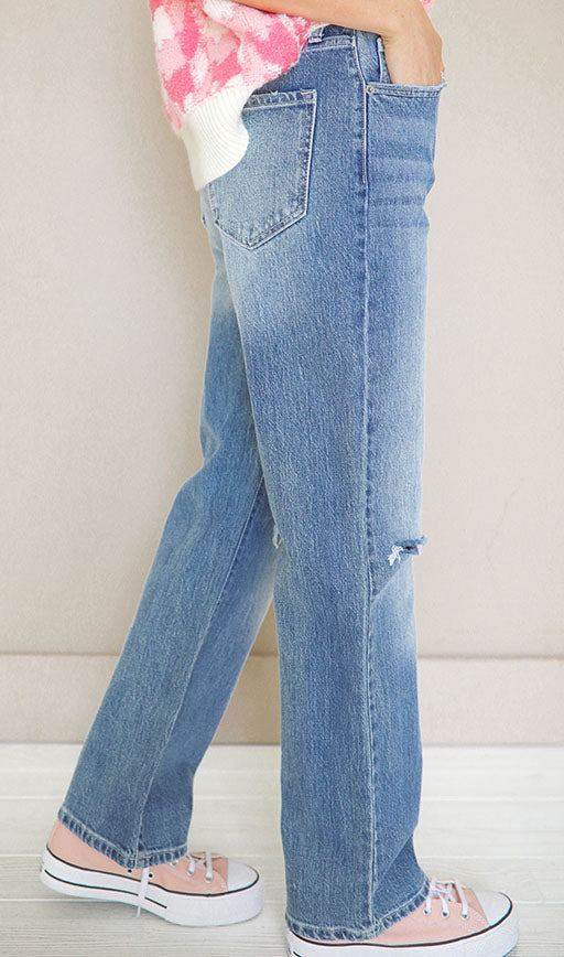 Rita Button Up Straight Wash Jeans - FINAL SALE