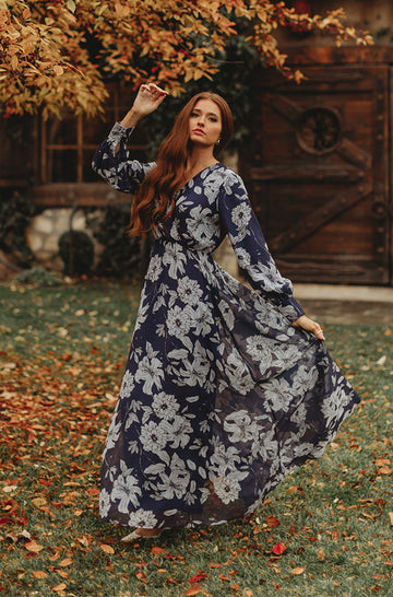 Jasmine Navy Floral Gown - DM Exclusive - Nursing Friendly - Maternity Friendly - FINAL SALE