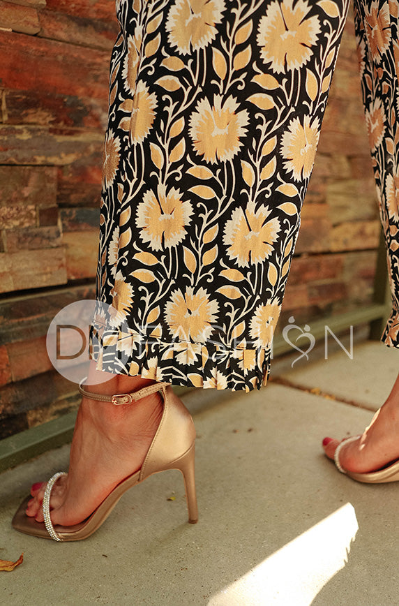 Stirling Midnight Black Gold Embossed Jumpsuit - DM Exclusive