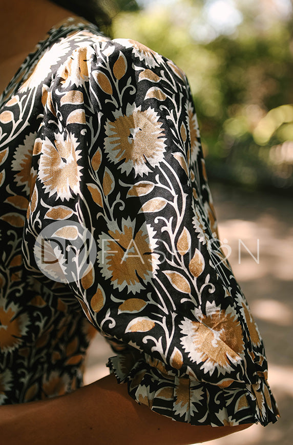 Stirling Midnight Black Gold Embossed Jumpsuit - DM Exclusive