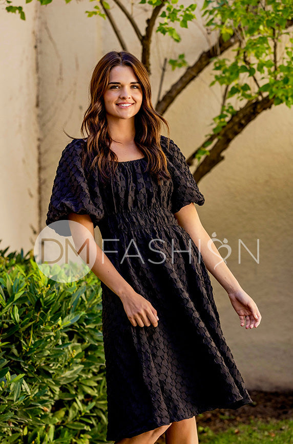 Brynn Black Texture Dress - DM Exclusive - Maternity Friendly - FINAL SALE