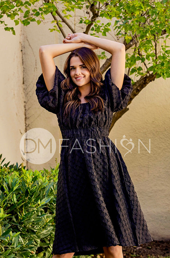 Brynn Black Texture Dress - DM Exclusive - Maternity Friendly - FINAL SALE