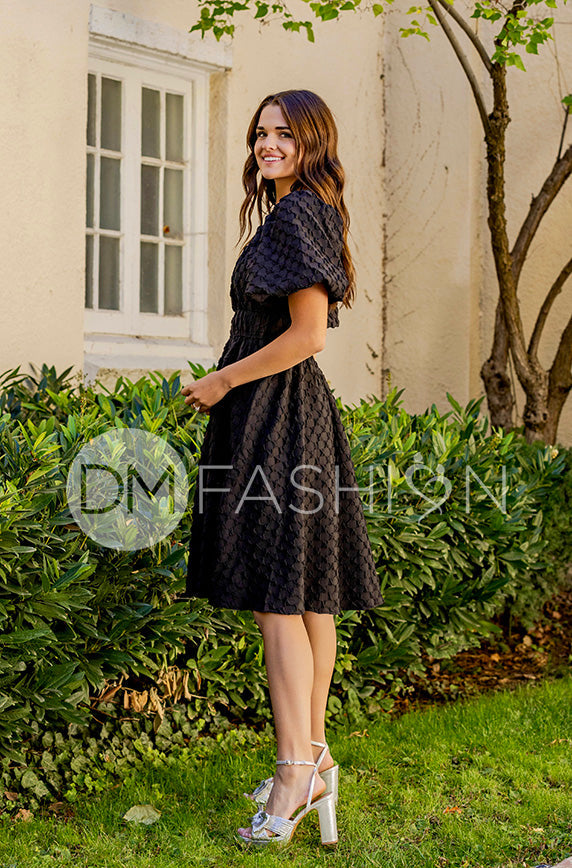 Brynn Black Texture Dress - DM Exclusive - Maternity Friendly - FINAL SALE