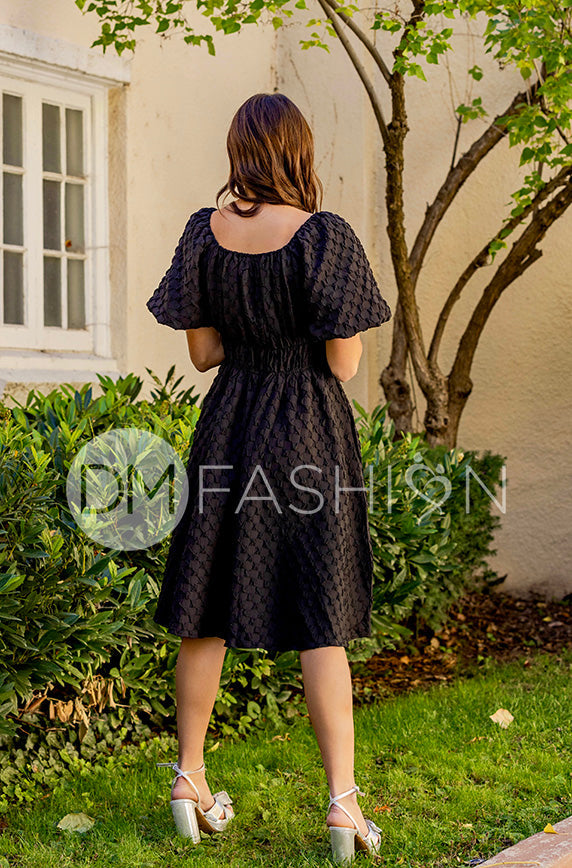Brynn Black Texture Dress - DM Exclusive - Maternity Friendly - FINAL SALE
