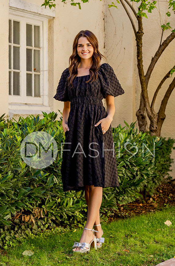 Brynn Black Texture Dress - DM Exclusive - Maternity Friendly - FINAL SALE