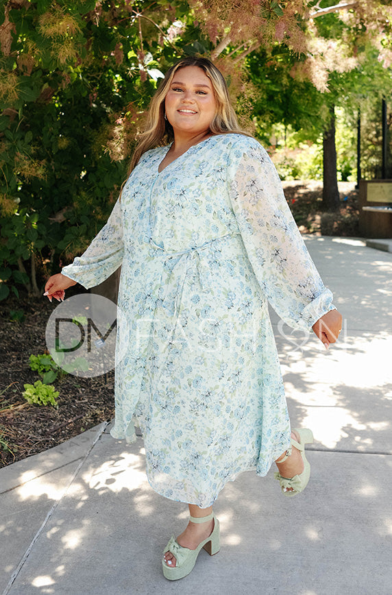 Hillary Blue Floral Dress - DM Exclusive - Nursing Friendly - Maternity Friendly
