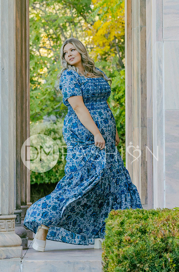 Jaelyn Teal Floral - DM Exclusive -  Maternity Friendly - Restocked