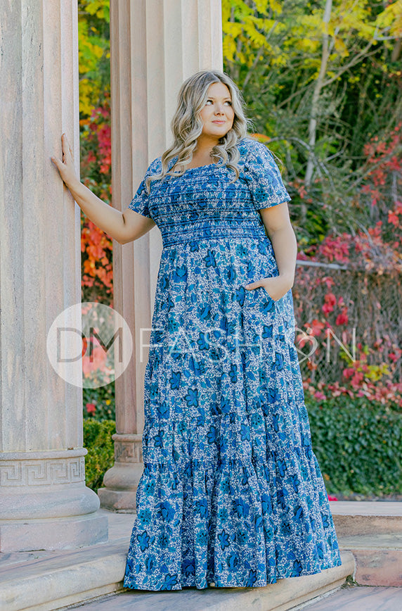 Jaelyn Teal Floral - DM Exclusive -  Maternity Friendly - Restocked