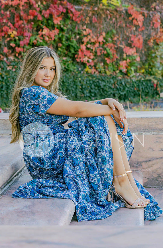 Jaelyn Teal Floral - DM Exclusive -  Maternity Friendly - Restocked