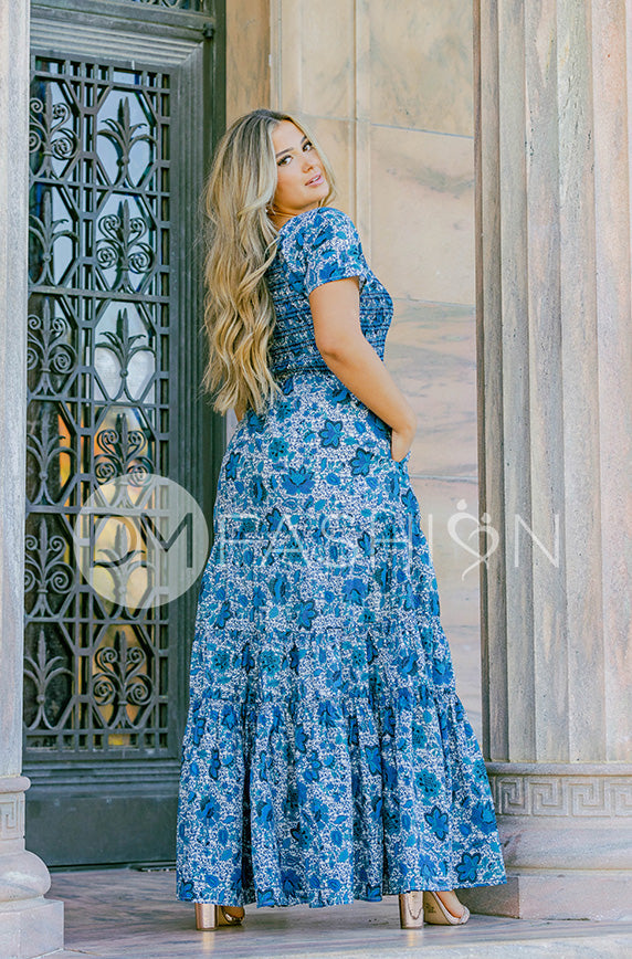 Jaelyn Teal Floral - DM Exclusive -  Maternity Friendly - Restocked