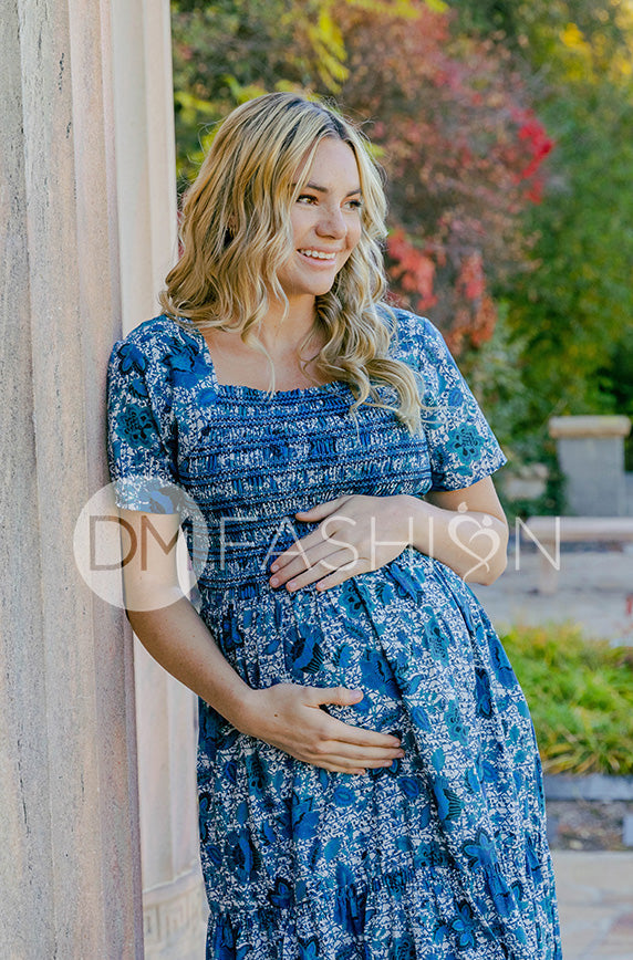 Jaelyn Teal Floral - DM Exclusive -  Maternity Friendly - Restocked