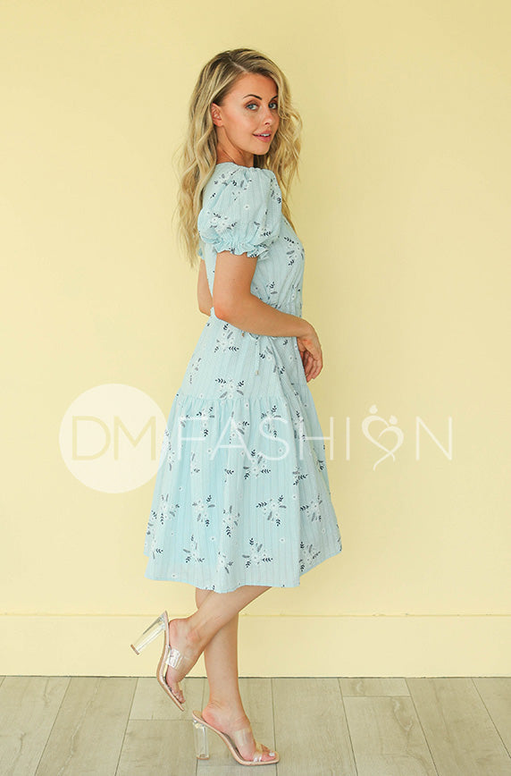 Ellis Blue Floral Midi Dress - DM Exclusive - Restocked - FINAL SALE