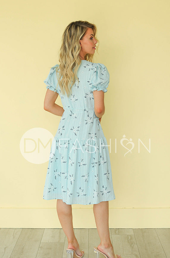 Ellis Blue Floral Midi Dress - DM Exclusive - Restocked - FINAL SALE