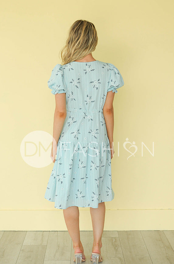 Ellis Blue Floral Midi Dress - DM Exclusive - Restocked - FINAL SALE