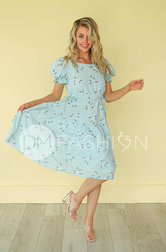 Ellis Blue Floral Midi Dress - DM Exclusive - Restocked - FINAL SALE