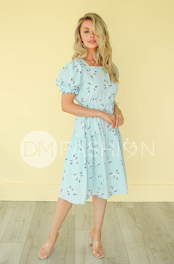 Ellis Blue Floral Midi Dress - DM Exclusive - Restocked - FINAL SALE