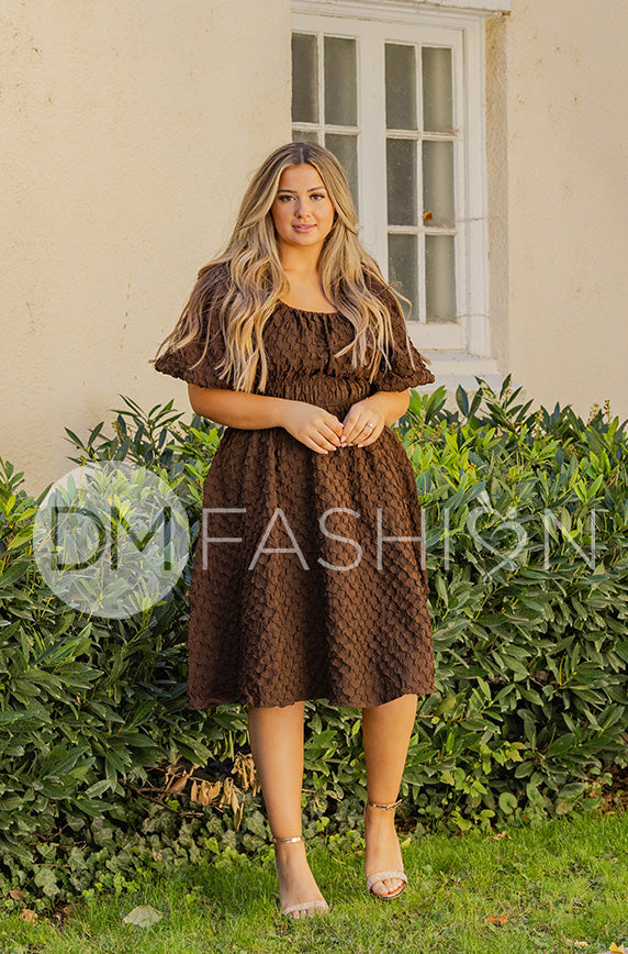 Brynn Coco Brown Texture Dress - DM Exclusive - Maternity Friendly - FINAL SALE