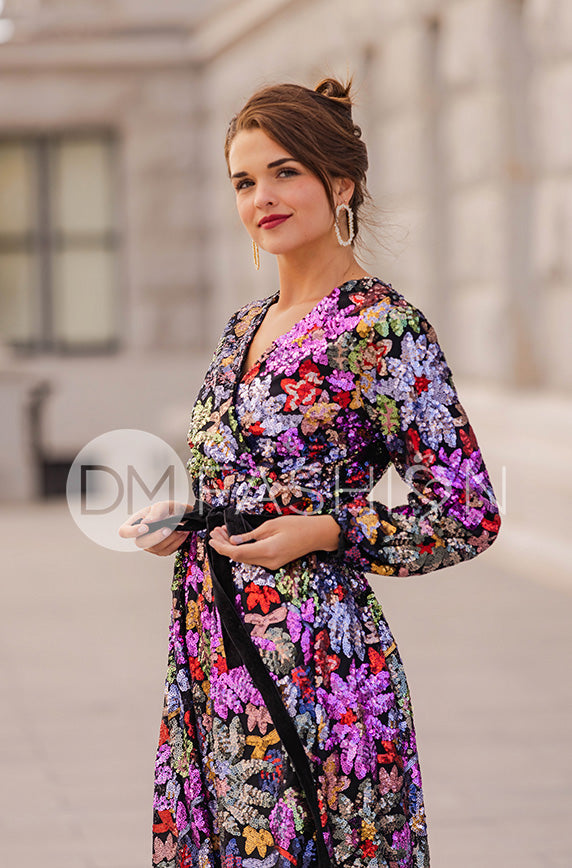 Danica Floral Sequin Dress - DM Exclusive - Maternity Friendly - Nursing Friendly