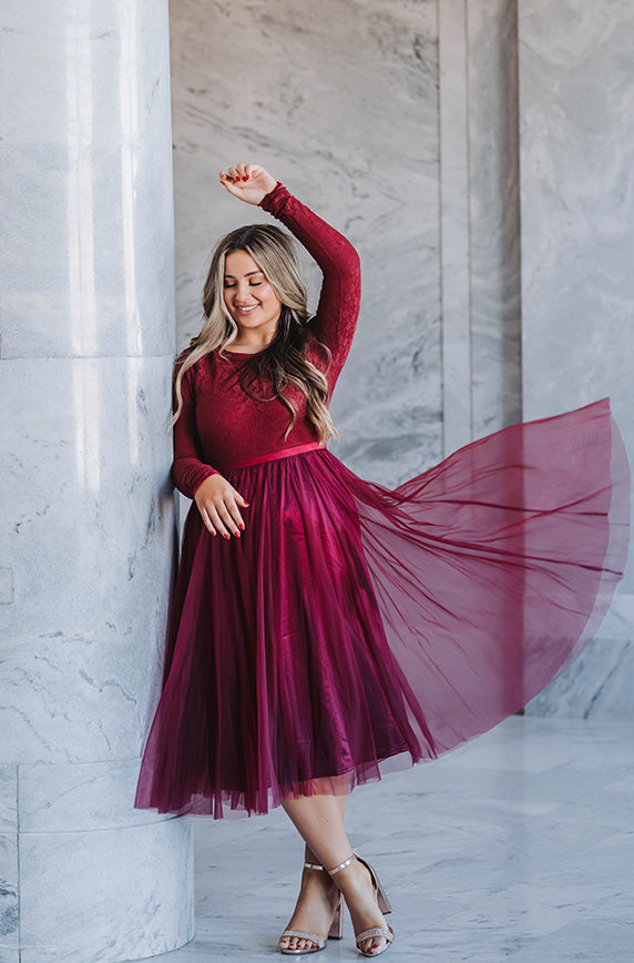 Queen For A Day Burgundy Tulle Skirt - DM Exclusive