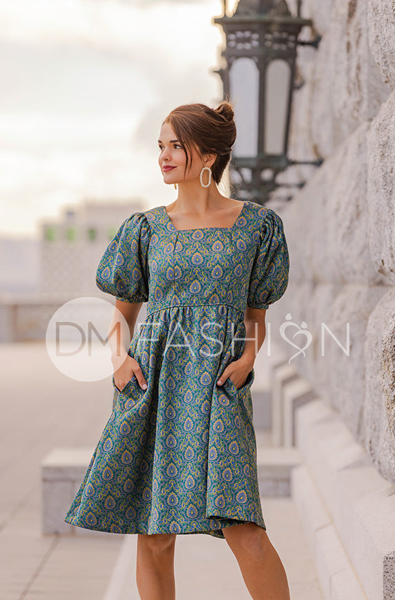 Hope Peacock Jacquard Party Dress- DM Exclusive - FINAL SALE